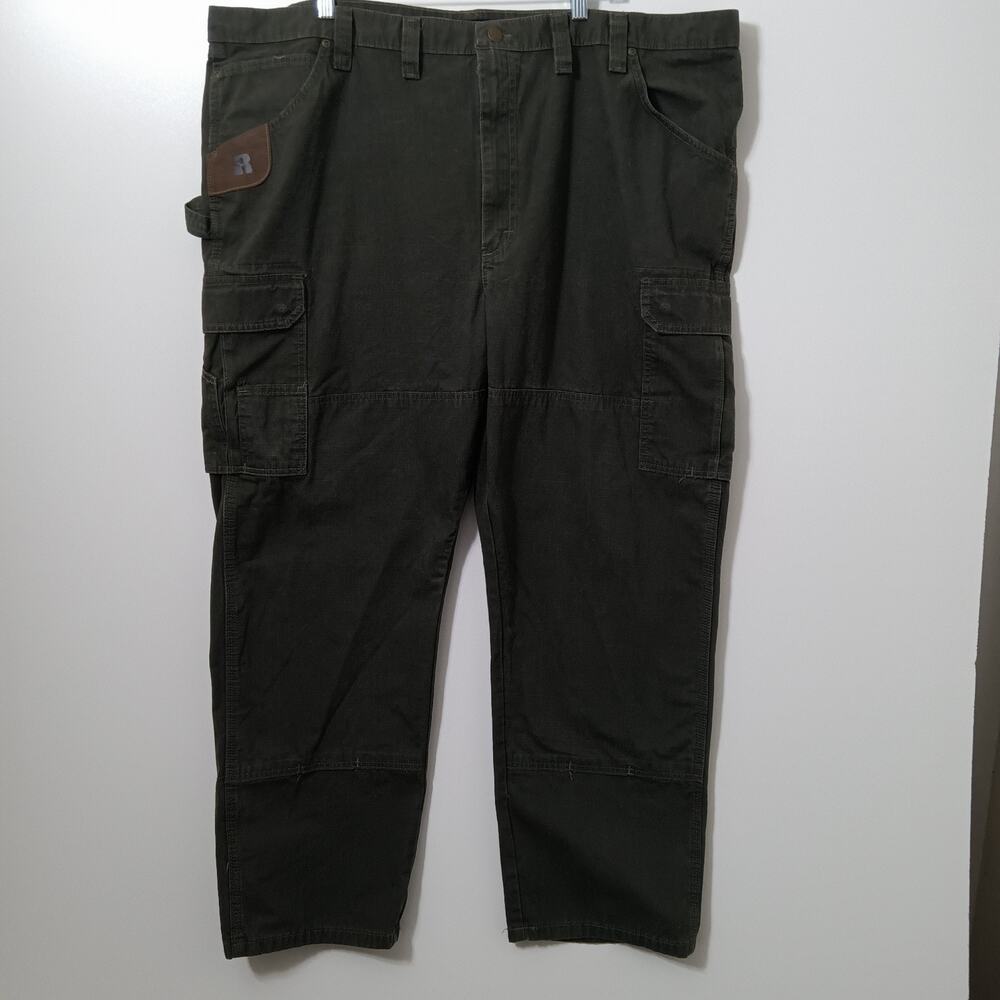 Wrangler Riggs Workwear Men's Moss Green Ripstop Double Knee Cargo Size 46 x 30